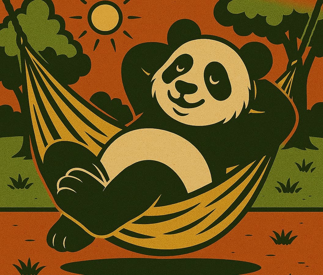 panda laying in a hammock outdoors