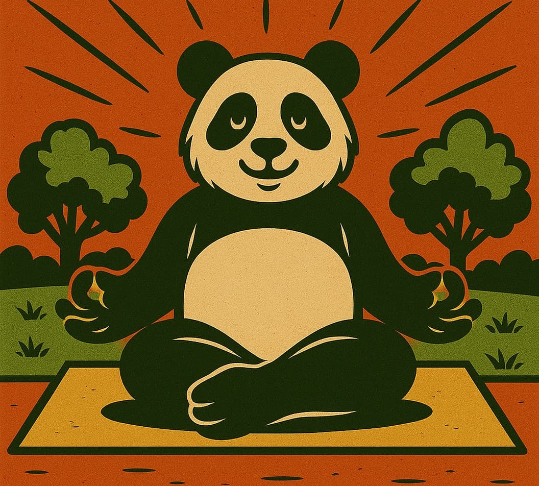 panda meditating outdoors