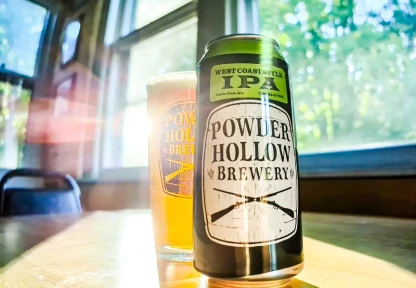 A can of craft beer from Powder Hollow Brewery.