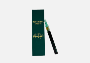 A vape pen with a cart of Bountiful Farms live resin